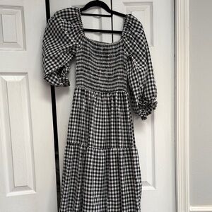 Elegant Black and White Gingham Dress